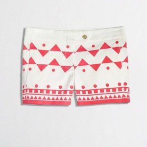 J. Crew City Fit Chino Shorts Tribal Print Size 2